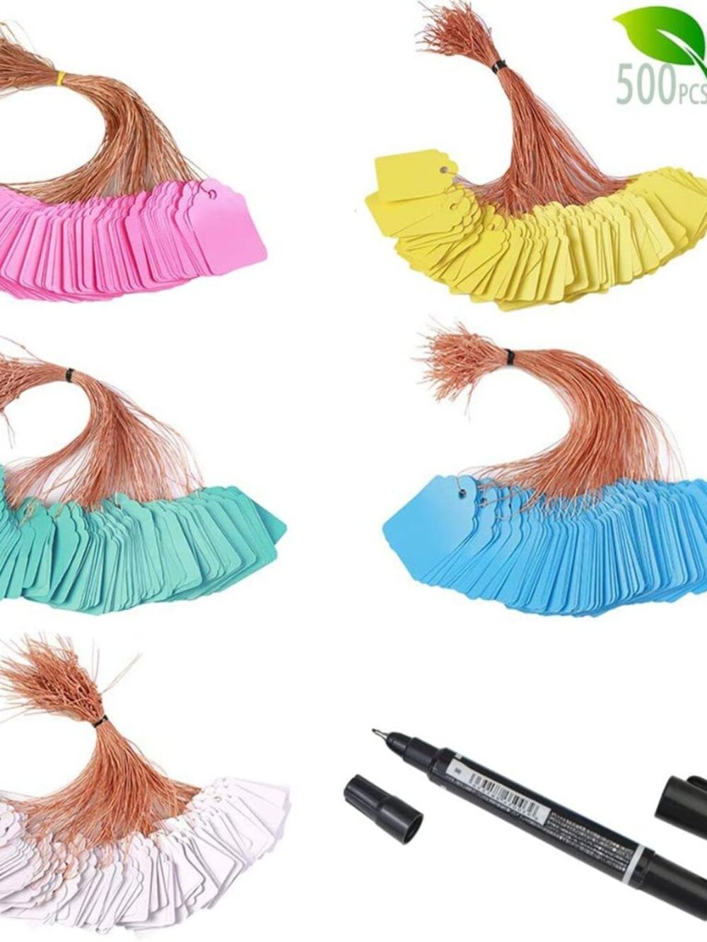 500pcs Waterproof Tags with String,Plastic Reusable Labels Hanging Marking Tags